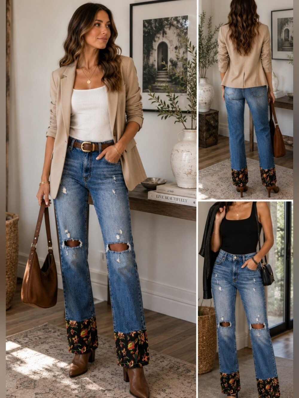 Pilcro by Anthropologie Vintage Straight Jeans Women's 27 Distressed Floral Cuff